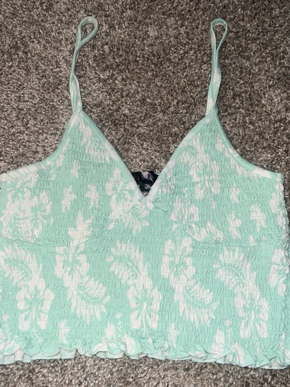 Smocked Mint Green Floral Cami Top with Adjustable Straps